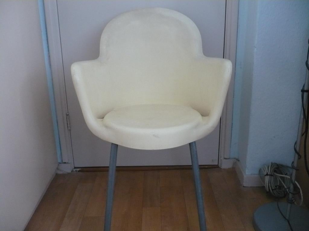 Witte kunststof kuip stoeltjes 4x, Ophalen, Gebruikt, Kunststof, Stapelbaar