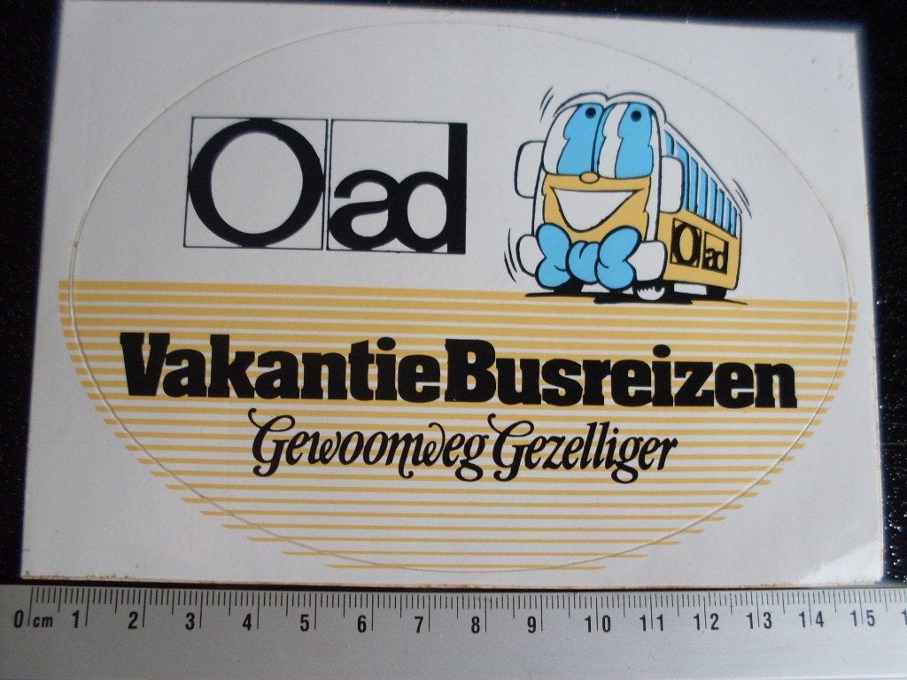 sticker Oad vakantie busreizen gewoonweg gezelliger, Verzamelen, Verzenden, Zo goed als nieuw, Bedrijf of Vereniging
