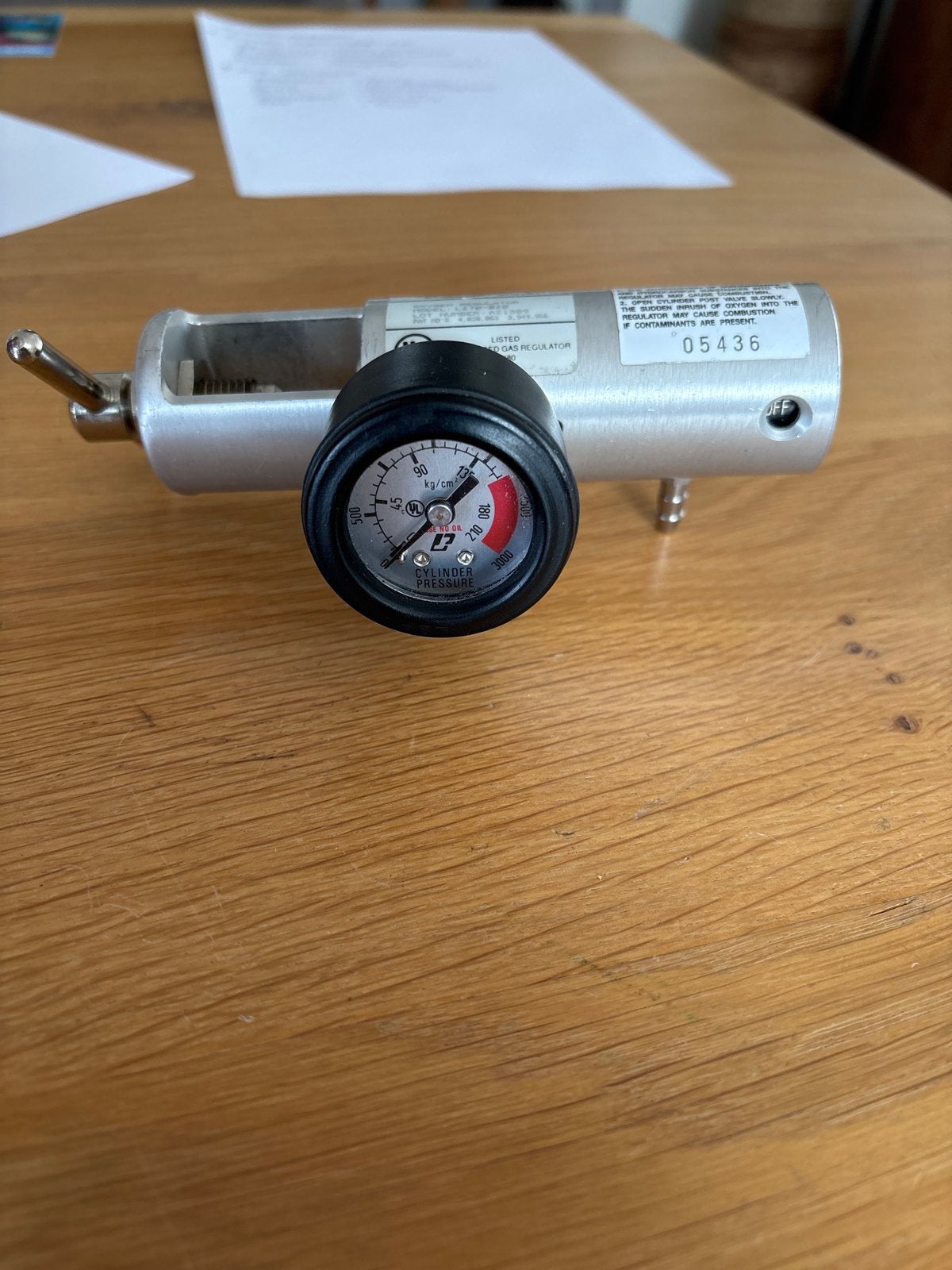 Zuurstof O2 gasdrukregelaar met manometer, Ophalen of Verzenden, Gebruikt