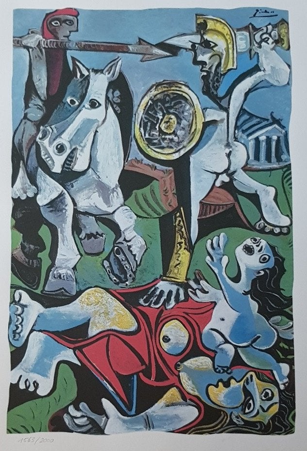 Pablo Picasso Lithografie "Roof v/d Sabijnse Maagden"Gen Ges, Antiek en Kunst, Personages en Fantasiefiguren, Ophalen of Verzenden