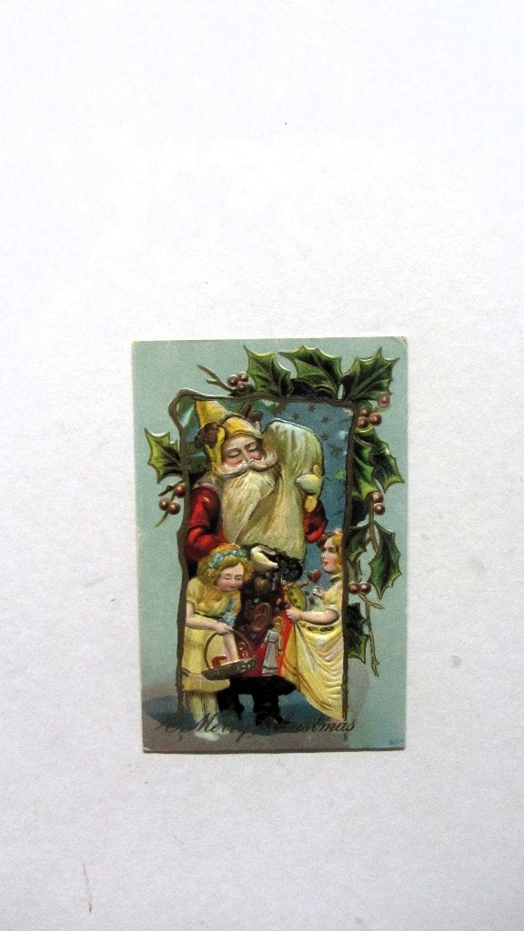 A Merry Christmas dik reliéf, Ophalen of Verzenden, Voor 1920, Ongelopen, Feest(dag)