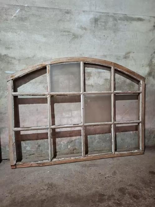 Oud antiek eikenhouten getoogd raam kozijn, 75 tot 150 cm, Gebruikt, Raamkozijn, T