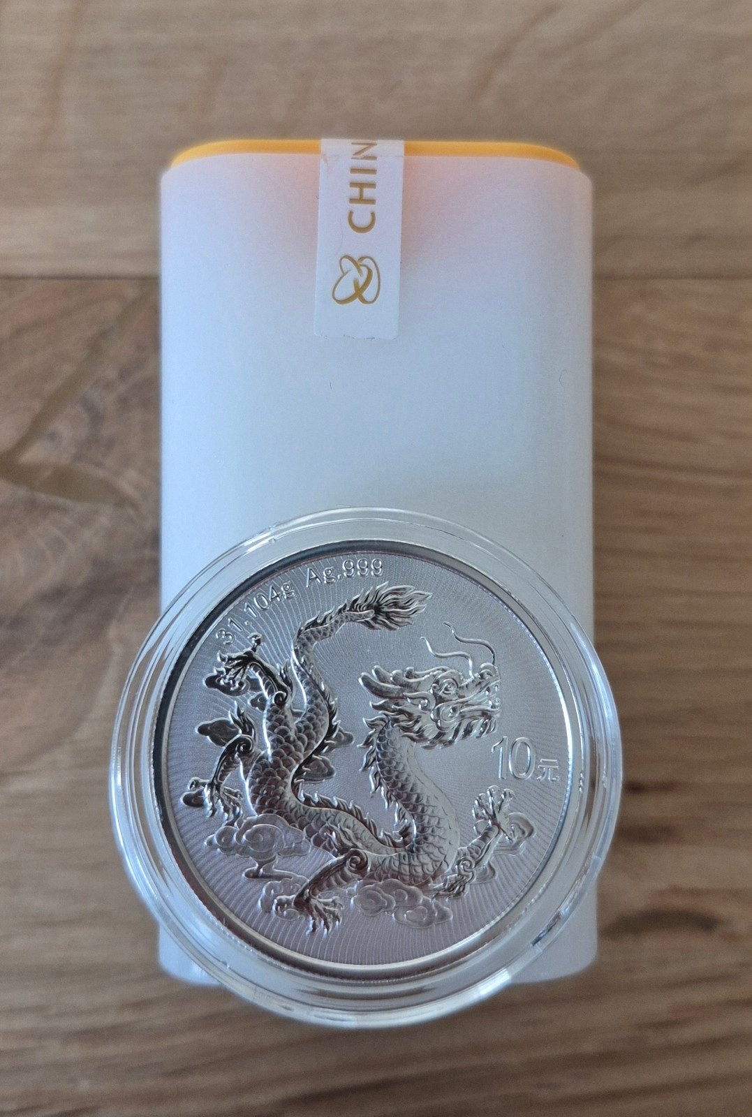 Tube 20 x 1 oz zilveren munt China Dragon 2026, Ophalen of Verzenden, Zilver