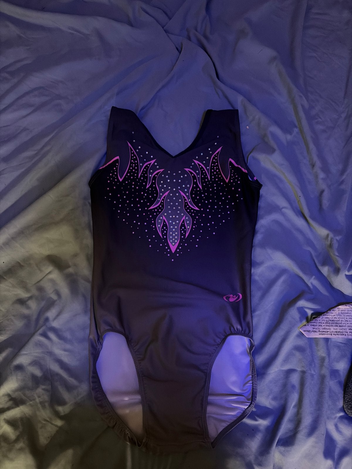 Turnpakje met steentjes - Zwart/hot pink maat s/m, Ophalen of Verzenden, Gebruikt