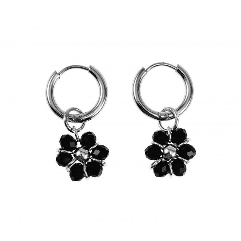 Ø14mm x 2mm Oorringen Dames Gepolijst RVS Zwart Gefacetteerd, Met kristal, Overige materialen, Hangers, Birgitta-Gracht 33, 6465 EL Kerkrade, Nederland