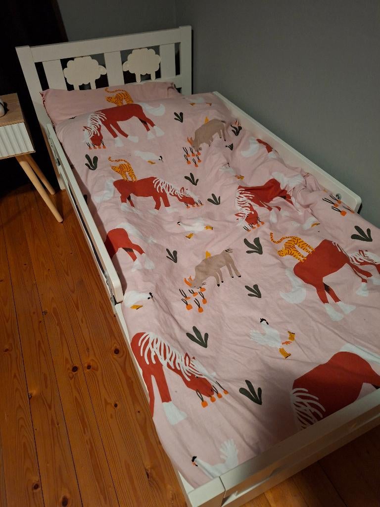 Peuterbedje, Kinderen en Baby's, Kinderkamer | Bedden, Ophalen, Gebruikt, 160 tot 180 cm, 70 tot 85 cm