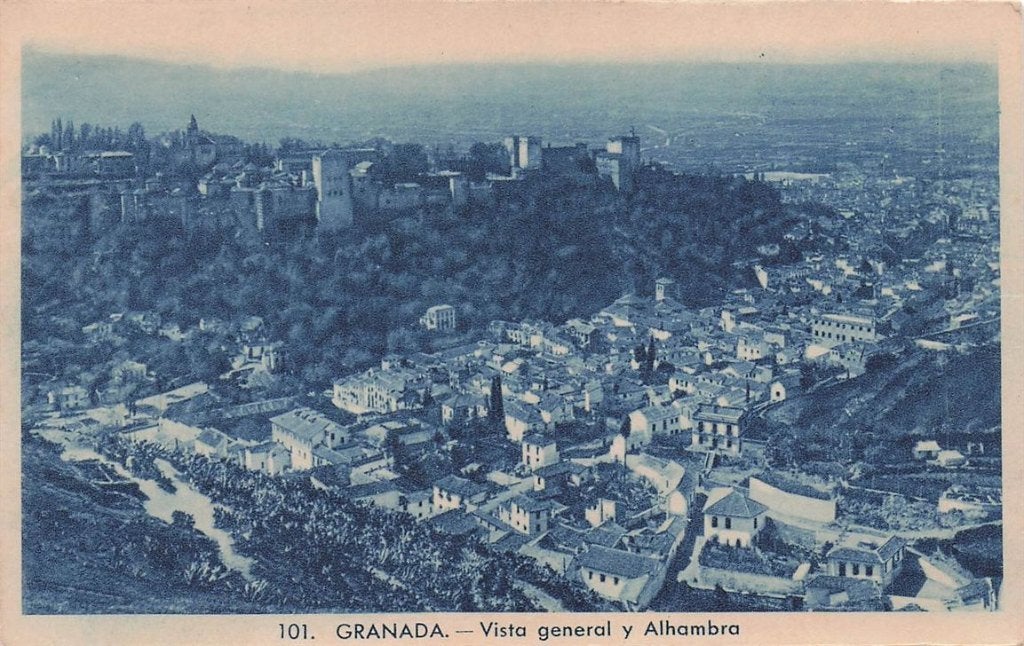 703-232-033 Granada Vista General Y Alhambra, Verzenden, Voor 1920, Spanje