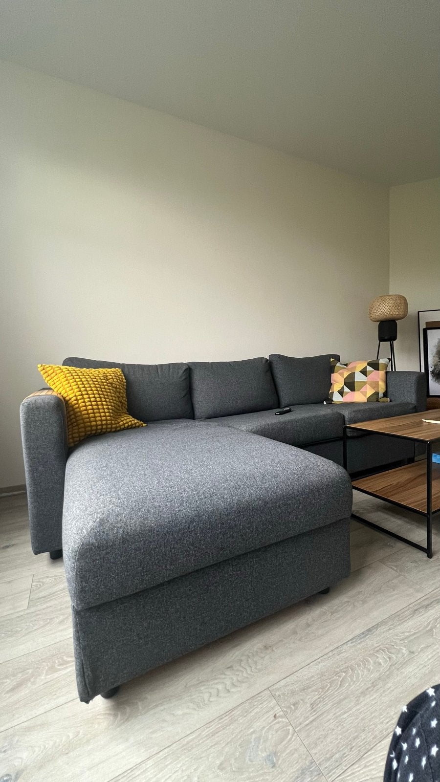IKEA VIMLE 3-zitsbank met chaise longue Gunnared grijs, 125 tot 150 cm, Driepersoons, Ophalen of Verzenden, Zo goed als nieuw