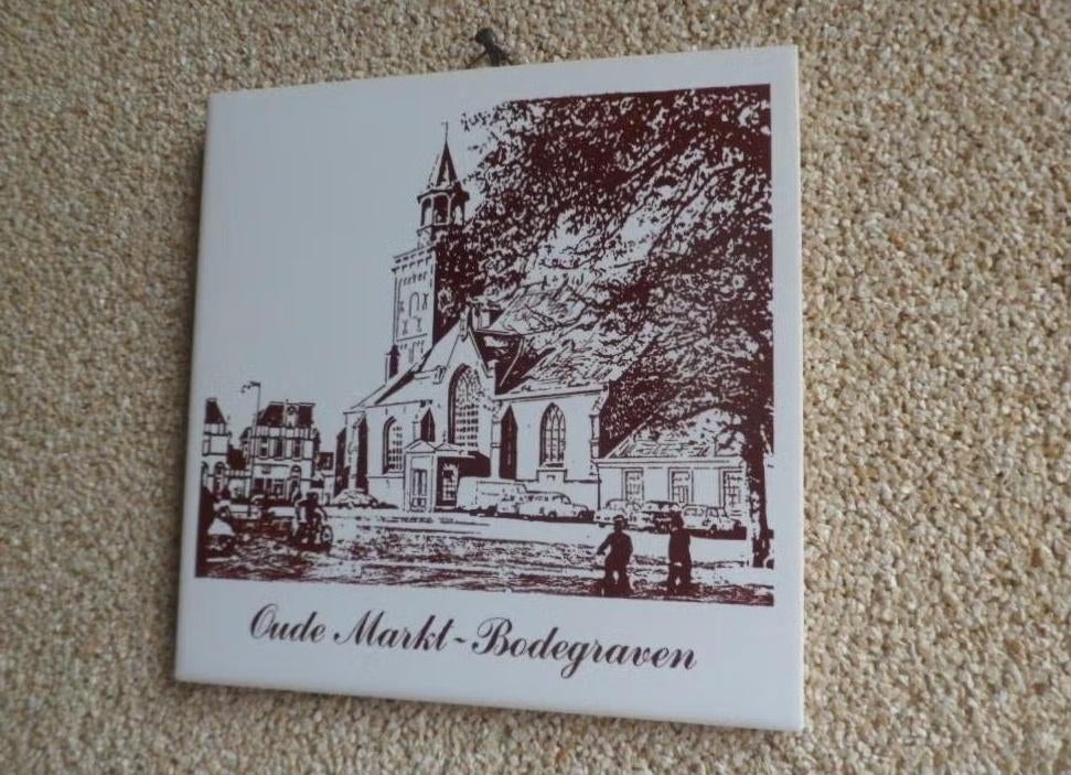 TEGEL Oude Markt Bodegraven Kerkstraat wandtegel Mosa, Antiek en Kunst, Ophalen of Verzenden