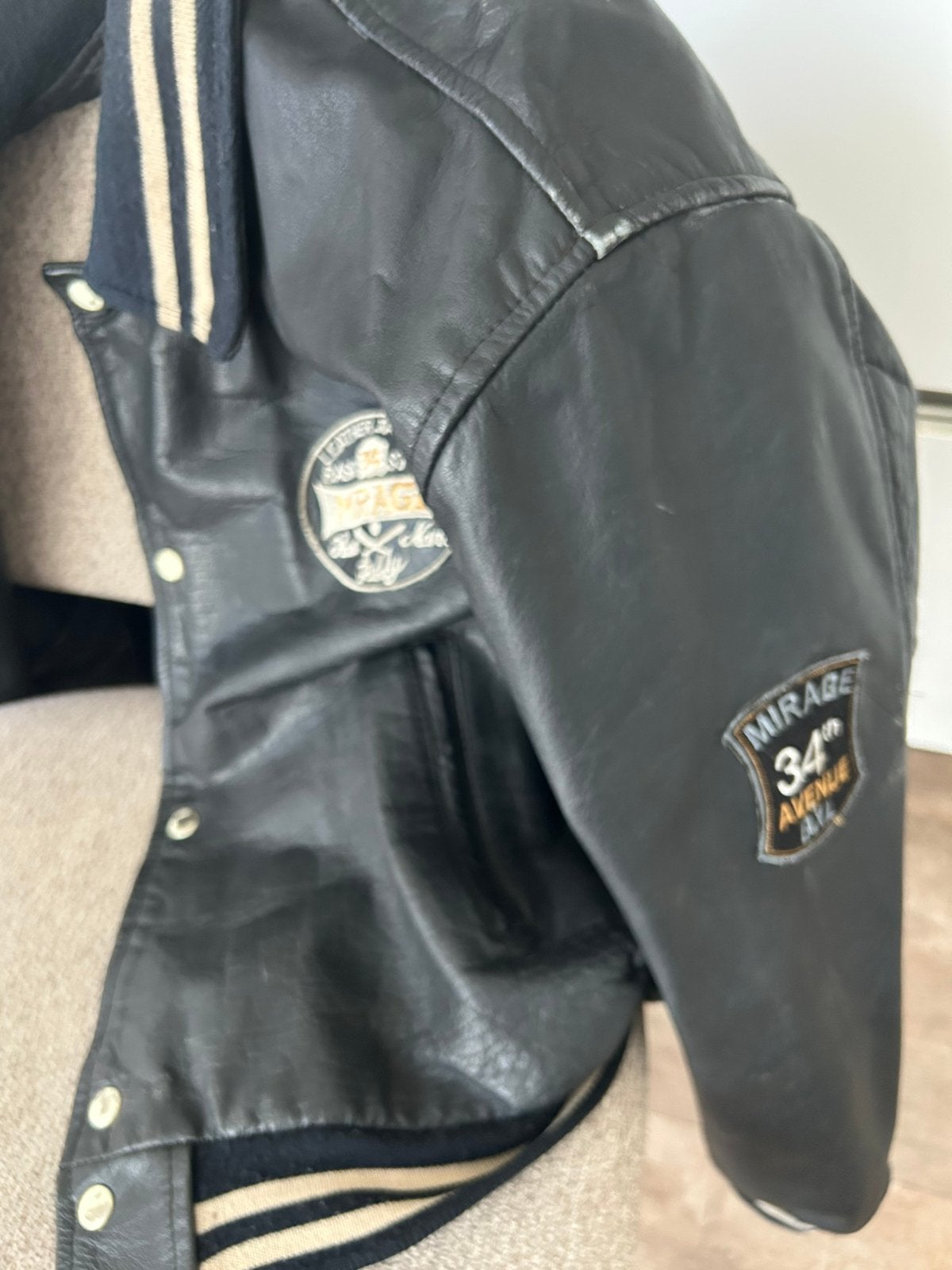 Vintage leren bomberjack Mirage xxl, Kleding | Heren, Jassen | Winter, Ophalen of Verzenden, Gedragen, Overige maten, Zwart