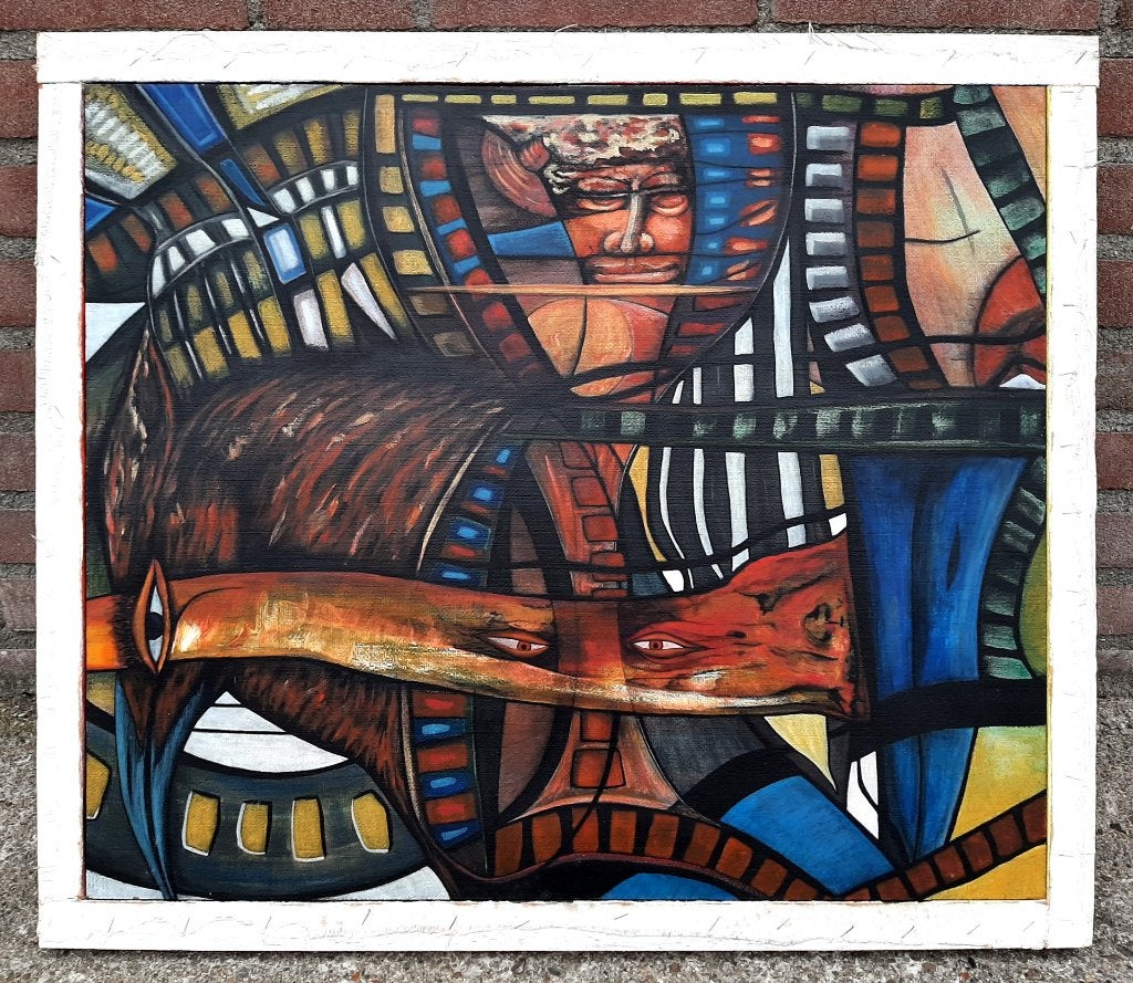 Schilderij van kunstenaar Eric Stas uit de jaren '90., Ophalen of Verzenden