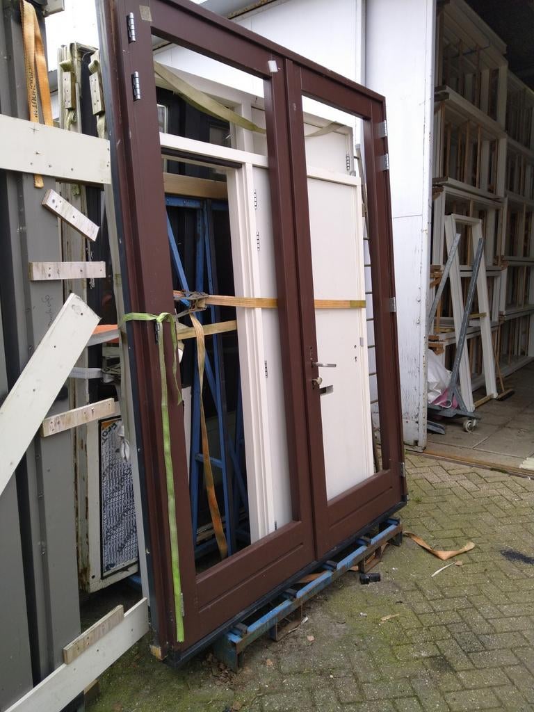 2 sets Kozijn met dubbele tuindeuren (hoog), Nieuw, Ophalen of Verzenden, Buitendeur, Hout