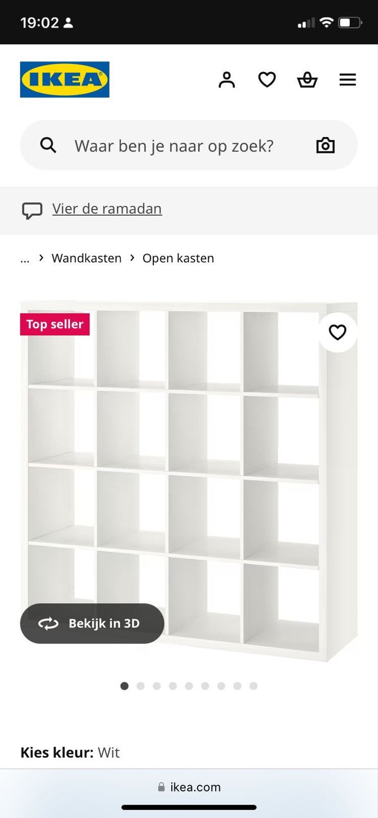 IKEA Kallax Kast 147x147cm - Wit (gedemonteerd), Ophalen, Gebruikt