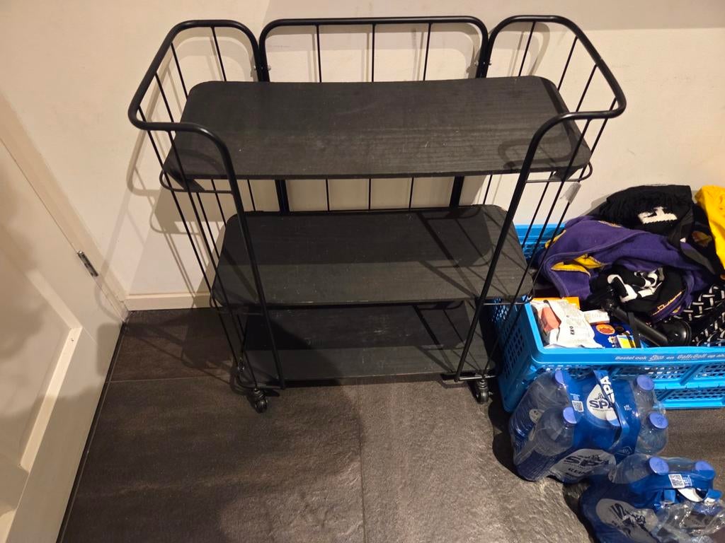 Zwarte trolley met wieltjes - 77x62x27 cm, Ophalen of Verzenden, Gebruikt