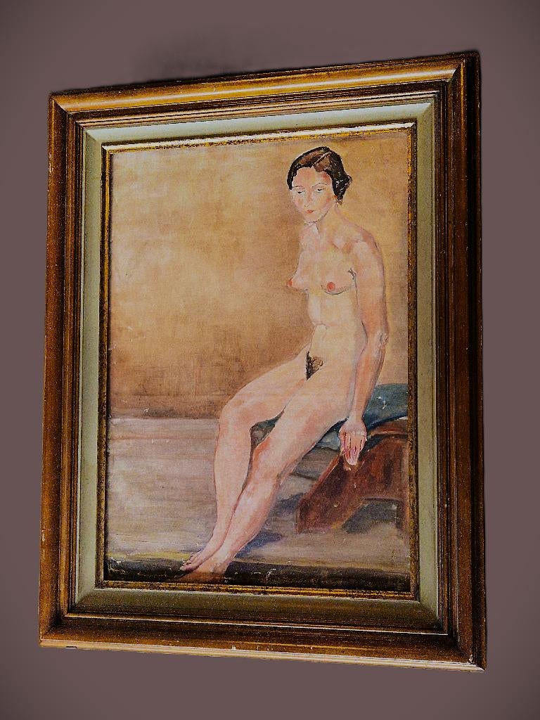 jaren 20 of 30 olieverf "naakte dame" in mooie lijst, Antiek en Kunst, Ophalen of Verzenden
