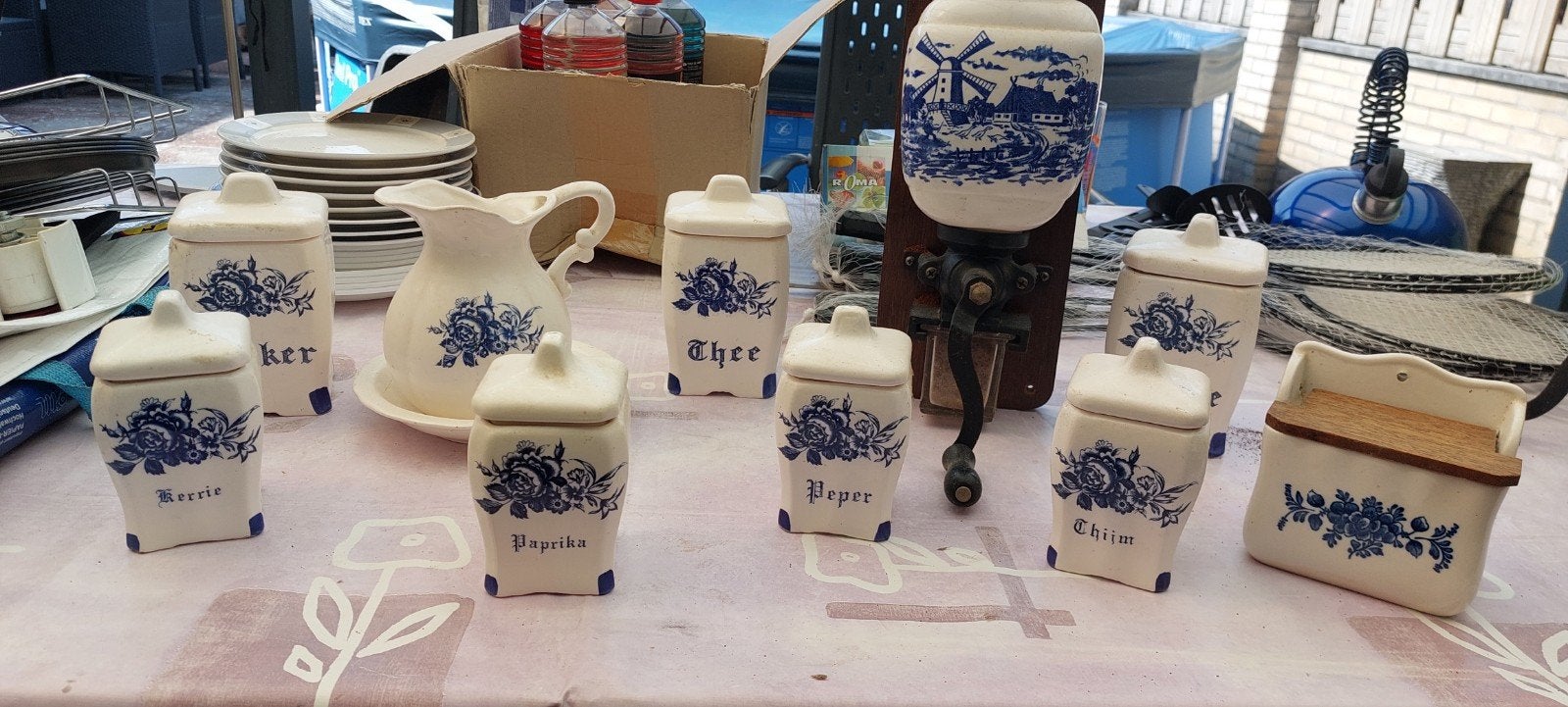 Vintage Delfts Blauw Porseleinen Keukenset, Ophalen of Verzenden