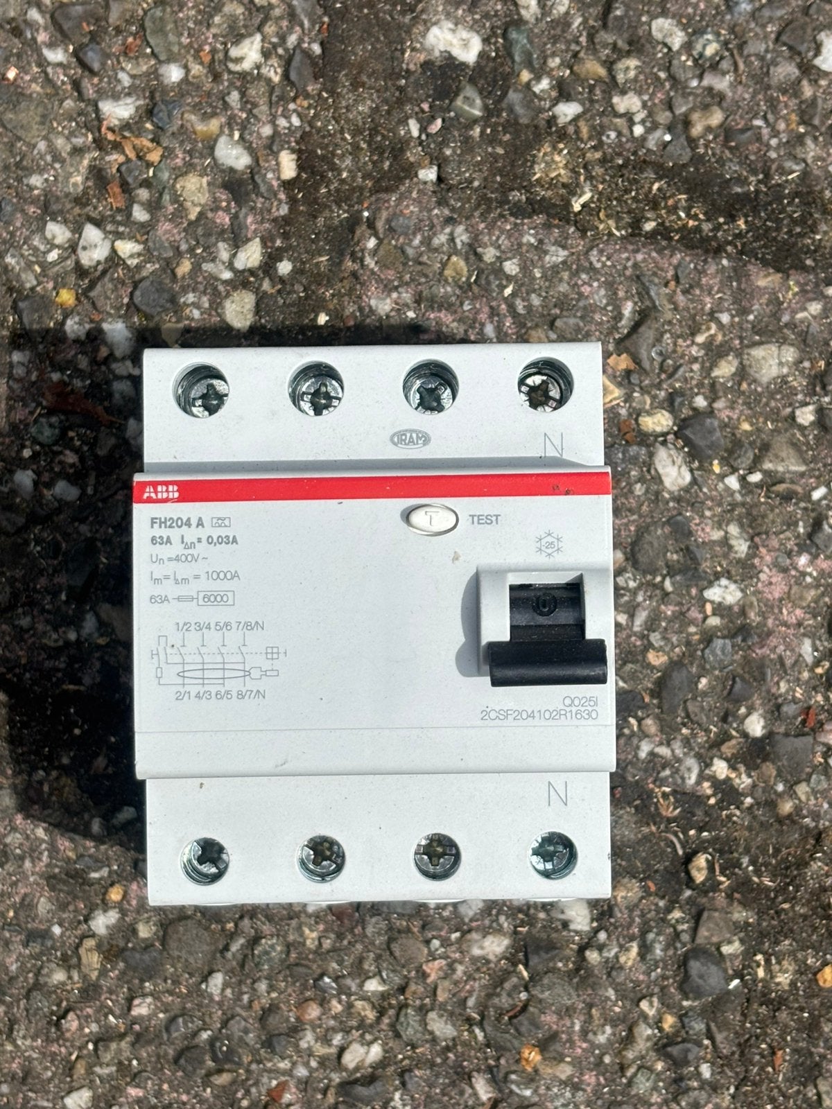 ABB FH204 A Aardlekschakelaar 63A 30mA 4-polig, Ophalen of Verzenden, Zo goed als nieuw, Overige typen