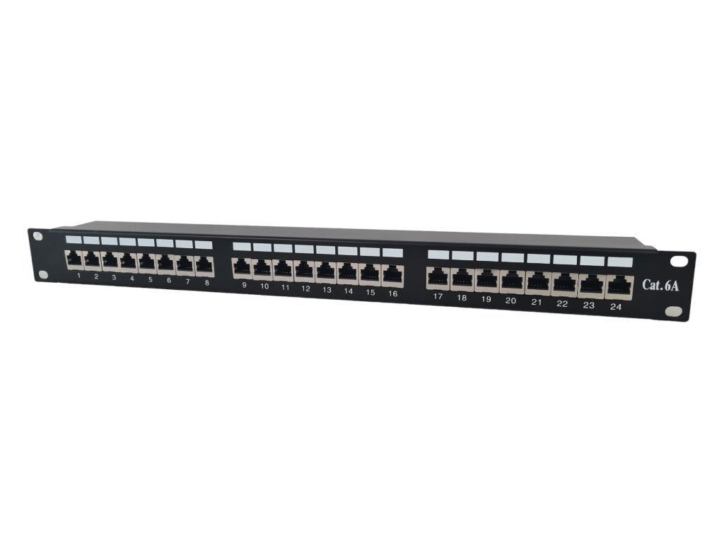 19 inch 1U Shielded patchpanel 24 poorten Cat.6A & Cat.6, Computers en Software, Ophalen of Verzenden, Nieuw