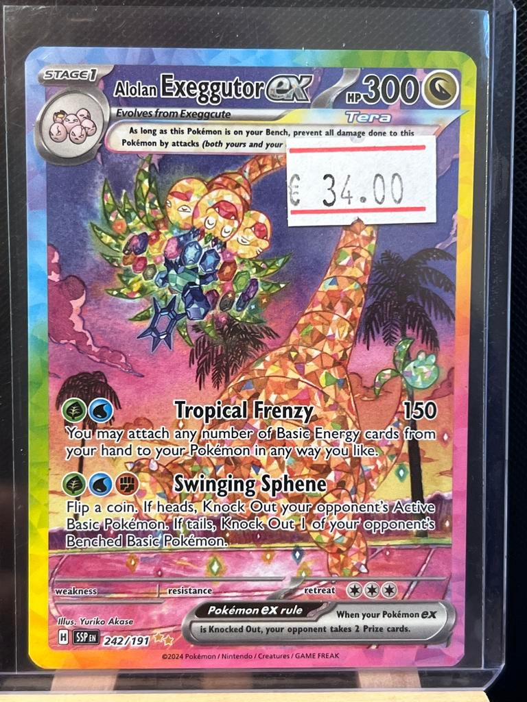 Alolan Exeggutor ex 242/191 - Pokémon Kaart, Ophalen of Verzenden, Zo goed als nieuw, Losse kaart