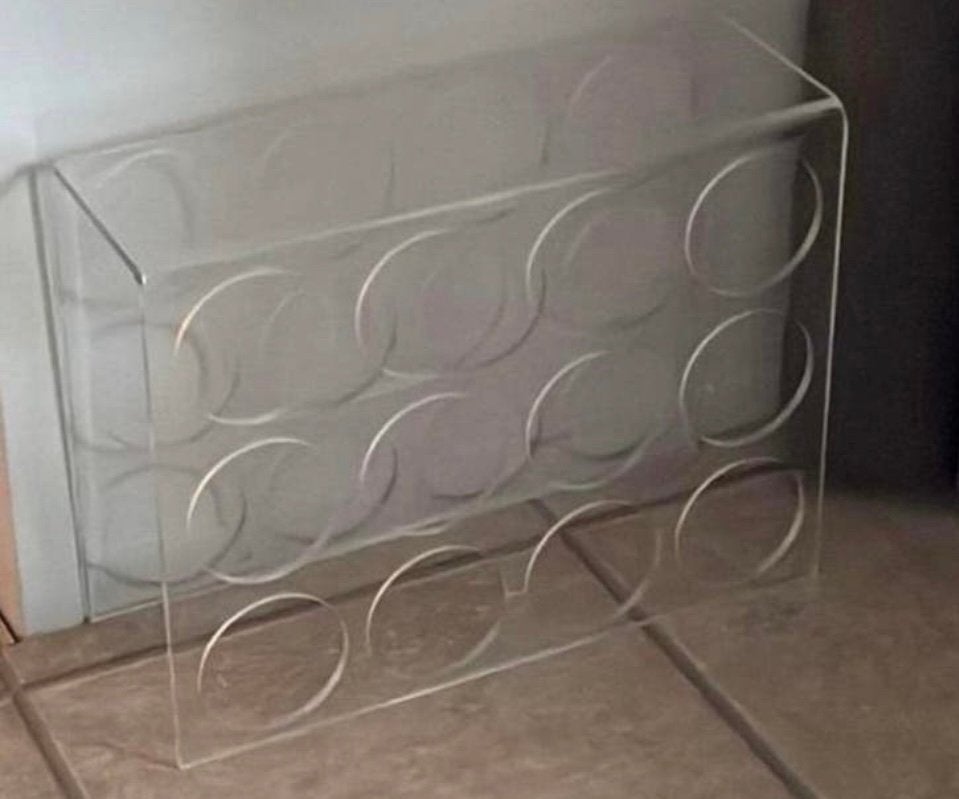 Vintage Retro Lucite Plexiglas Wijnrek Flessenrek, Ophalen, Zo goed als nieuw, Kunststof