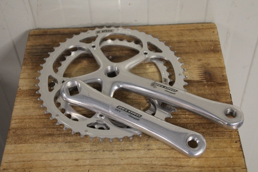 Campagnolo RECORD crankstel / 10 speed / 42+52 / vintage, Fietsen en Brommers, Crankstel of Pedalen, Gebruikt, Record, JD\m\I%%