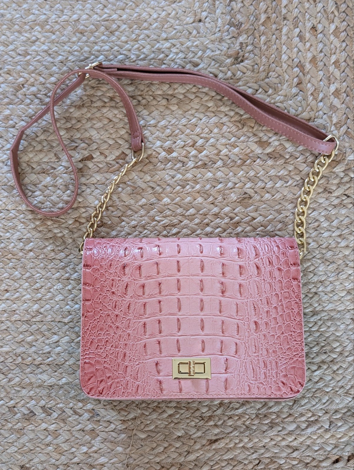 NIEUW: schoudertas / handtas (oud-roze, croco, Palapas), Sieraden, Tassen en Uiterlijk, Ophalen of Verzenden, Nieuw, Roze, Handtas