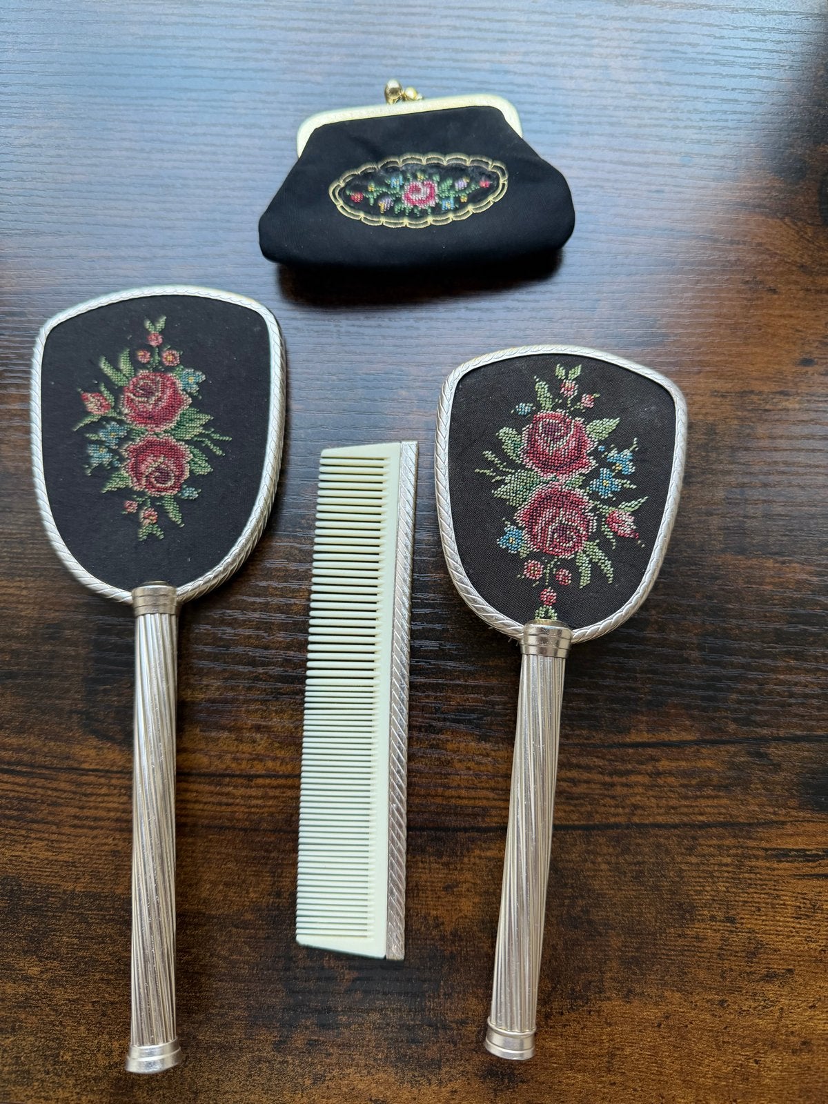 Vintage kaptafelset Petit Point en klein beursje, Ophalen of Verzenden