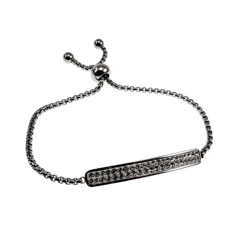 15 tot 20cm Armband Dames RVS Jasseron Schakelarmband, Met kristal, F, F, Staal