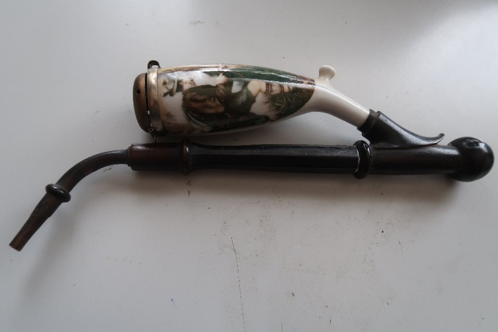 pijp-fraai gesneden, lengte 25 cm, met jagersafbeelding-d, Ophalen of Verzenden, Zo goed als nieuw, (Water)pijp