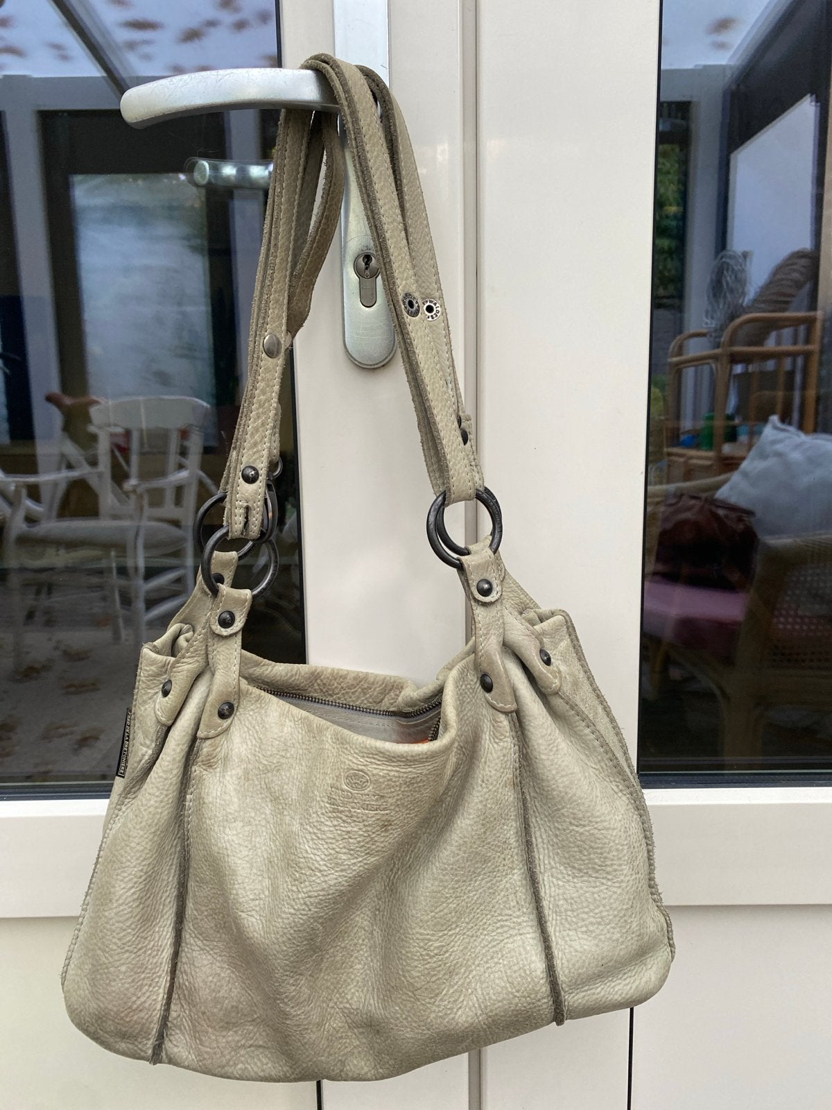 Leren tas Fred de la Bretoniere, Overige merken, Gebruikt, Beige, Ophalen of Verzenden