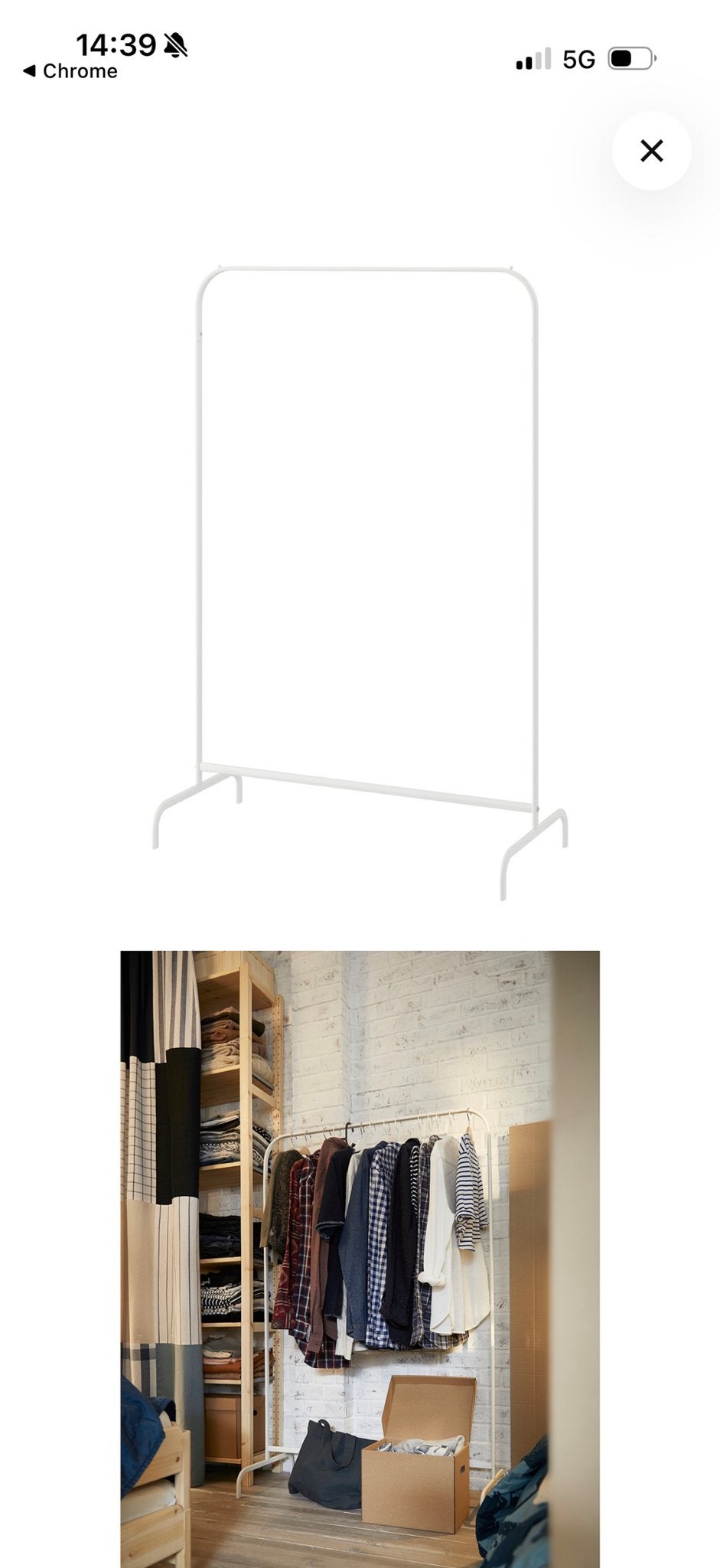 IKEA MULIG Kledingrek - Wit, 99x152 cm, Ophalen, Zo goed als nieuw