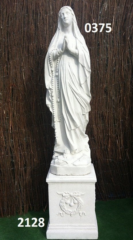 Madonna Immacolata met zuil.  nr 0375 & 2128, Ophalen, Nieuw, Beton, Mensenbeeld