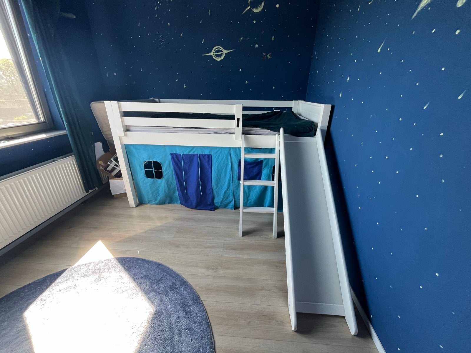Hoogslaper met glijbaan en tentje, Ophalen, Gebruikt, Eenpersoons, 160 tot 180 cm