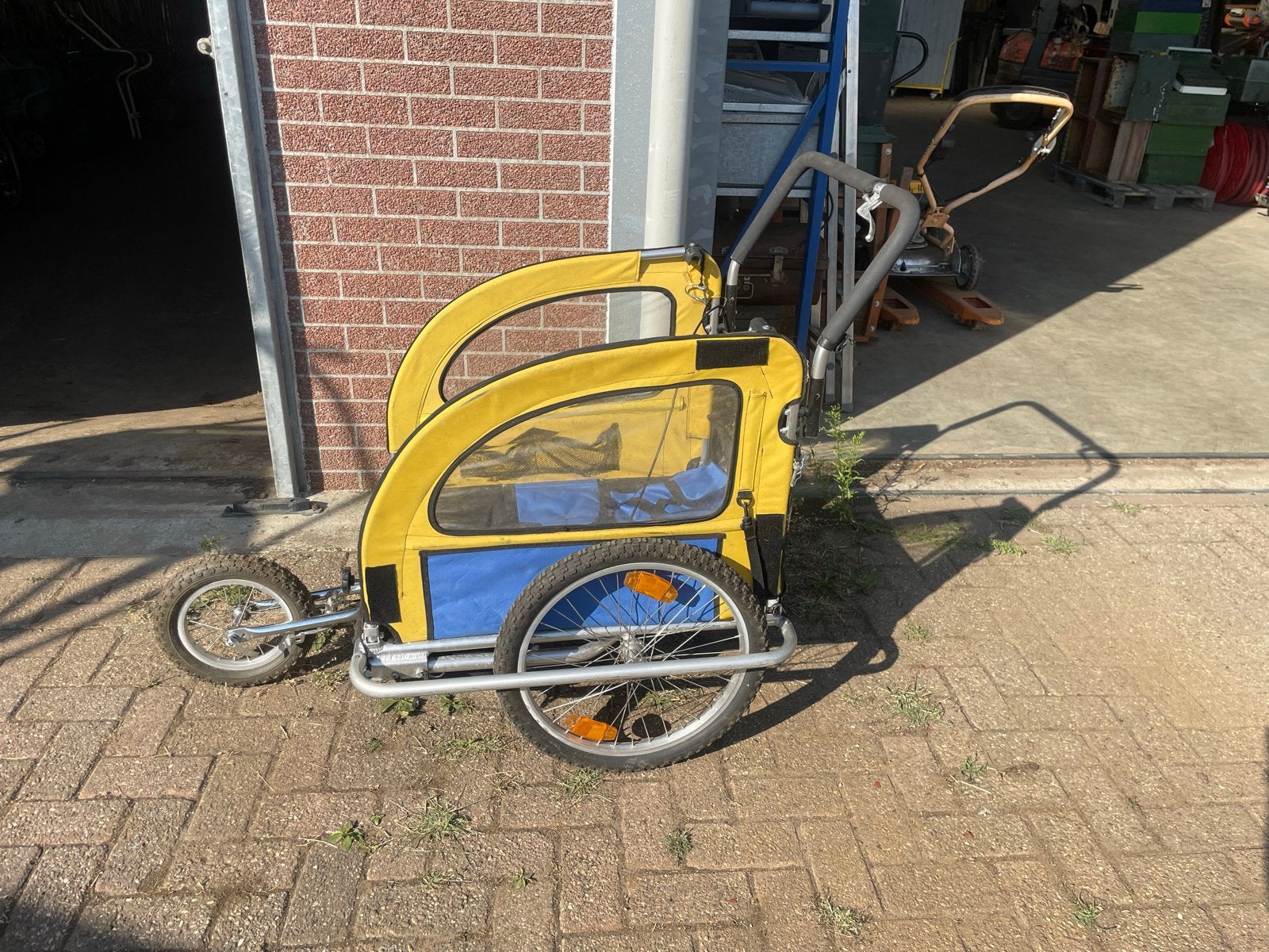 Gele Fietskar voor Kinderen kinderaanhanger, Ophalen, Gebruikt, Kinderkar, 40 tot 60 kg