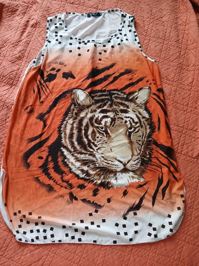 Mouwloze top met tijgerprint - Maat S, Kleding | Dames, Tops, Oranje, Ophalen of Verzenden, Gedragen, V-Style