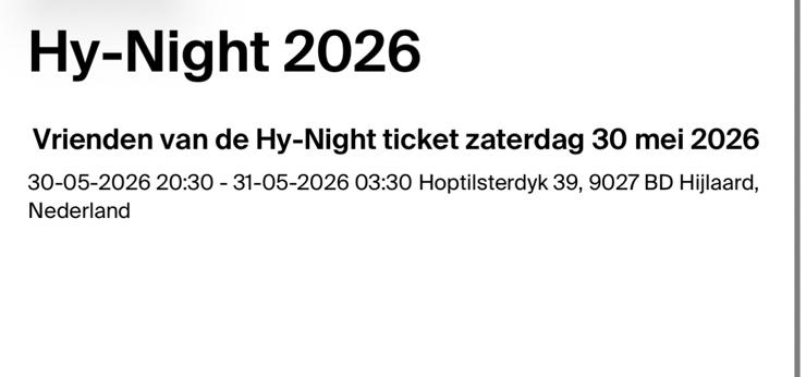 Ticket Hy night hilaard, Eén persoon