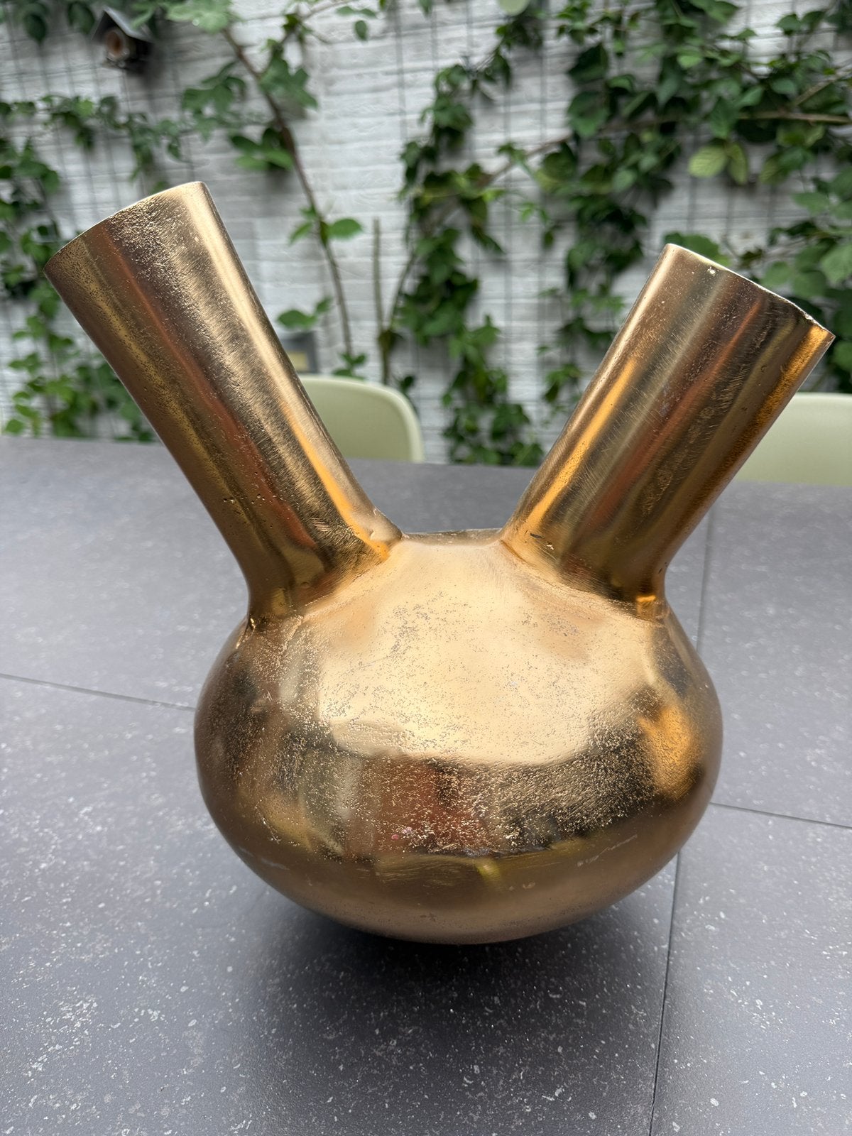 Toetervaas | Trompetvaas | goudkleur | aluminium | NIEUW, 32 cm, Nieuw, Ophalen of Verzenden, Metaal