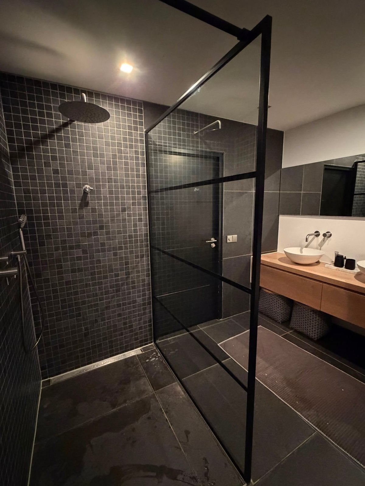 Stalen douchewand met glas 138x210 cm, Ophalen, Gebruikt, Glas, Douche