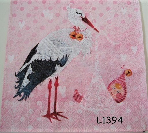 Servetten decoupage/bullet journal * baby roze L1394, Verzenden, Nieuw