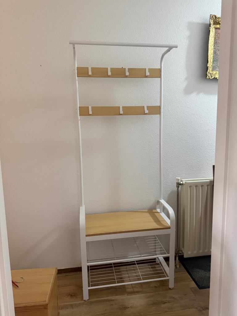 Kapstok met zitbankje en schoenenrek, Ophalen, Met plank(en), 50 tot 100 cm, Metaal