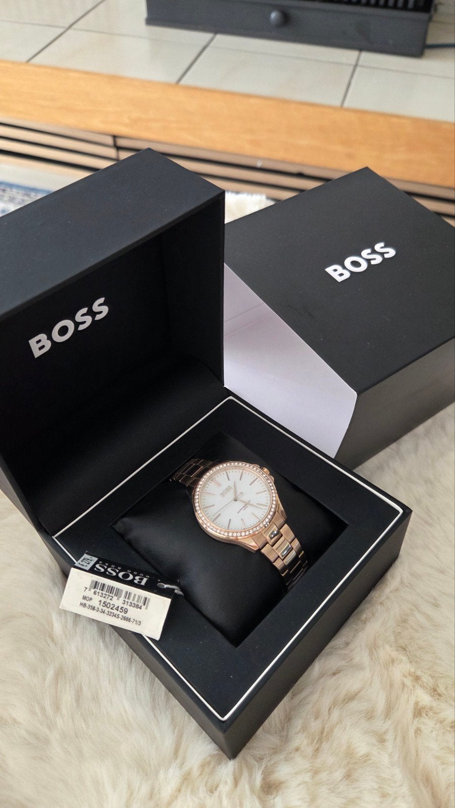 Nieuw BOSS (Hugo Boss) Dameshorloge - Roségoud met Kristalle, Sieraden, Tassen en Uiterlijk, Ophalen, Nieuw, Staal, Overige merken