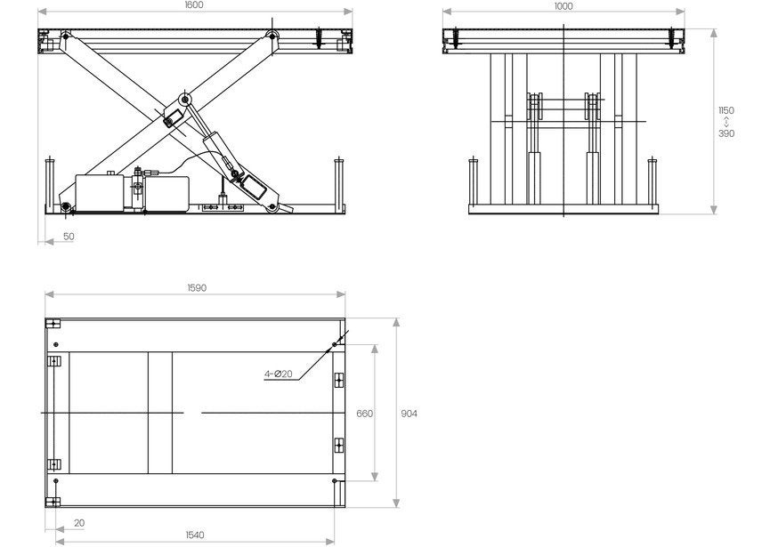 Elektro-hydraulische schaarheftafel 1150mm 6000kg 3x400V, Ophalen, Nieuw