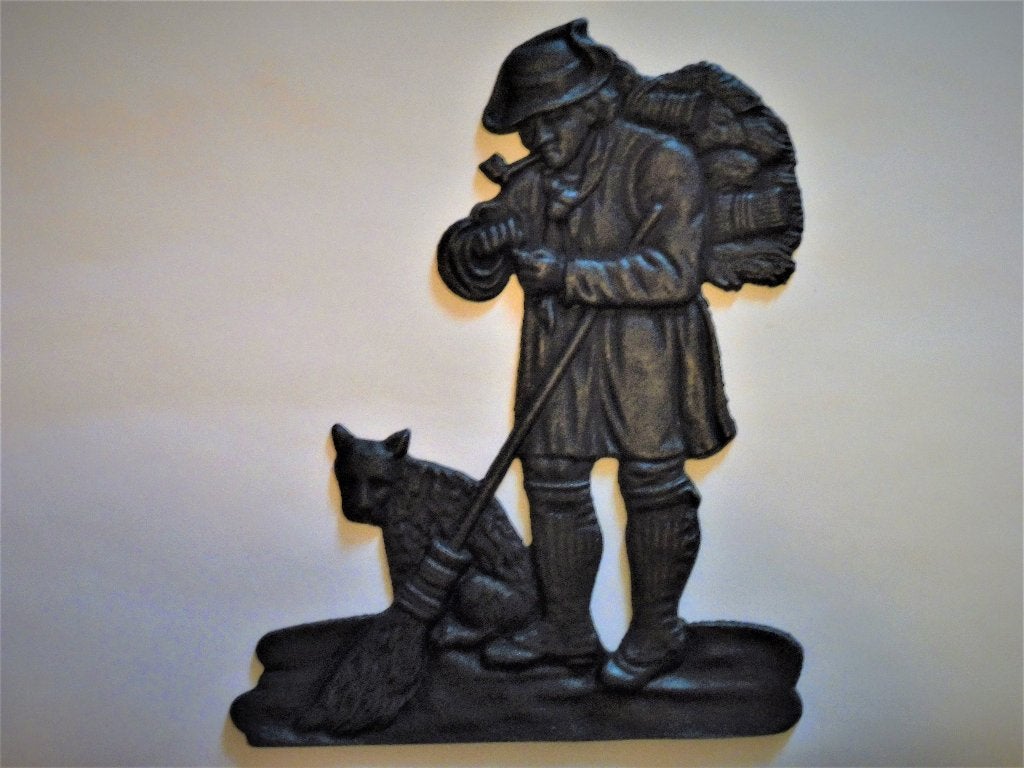 Gietijzeren plaquette van een man met zijn hond, Antiek en Kunst, Ophalen of Verzenden