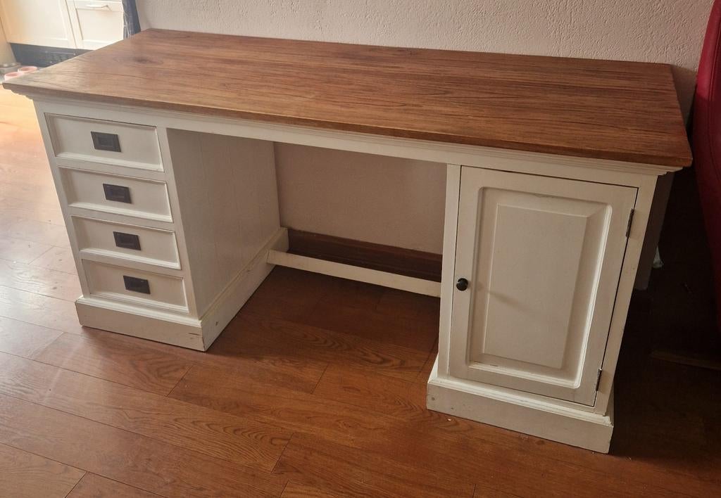 Landelijk bureau teak blad, Huis en Inrichting, Bureaus, Ophalen, Gebruikt
