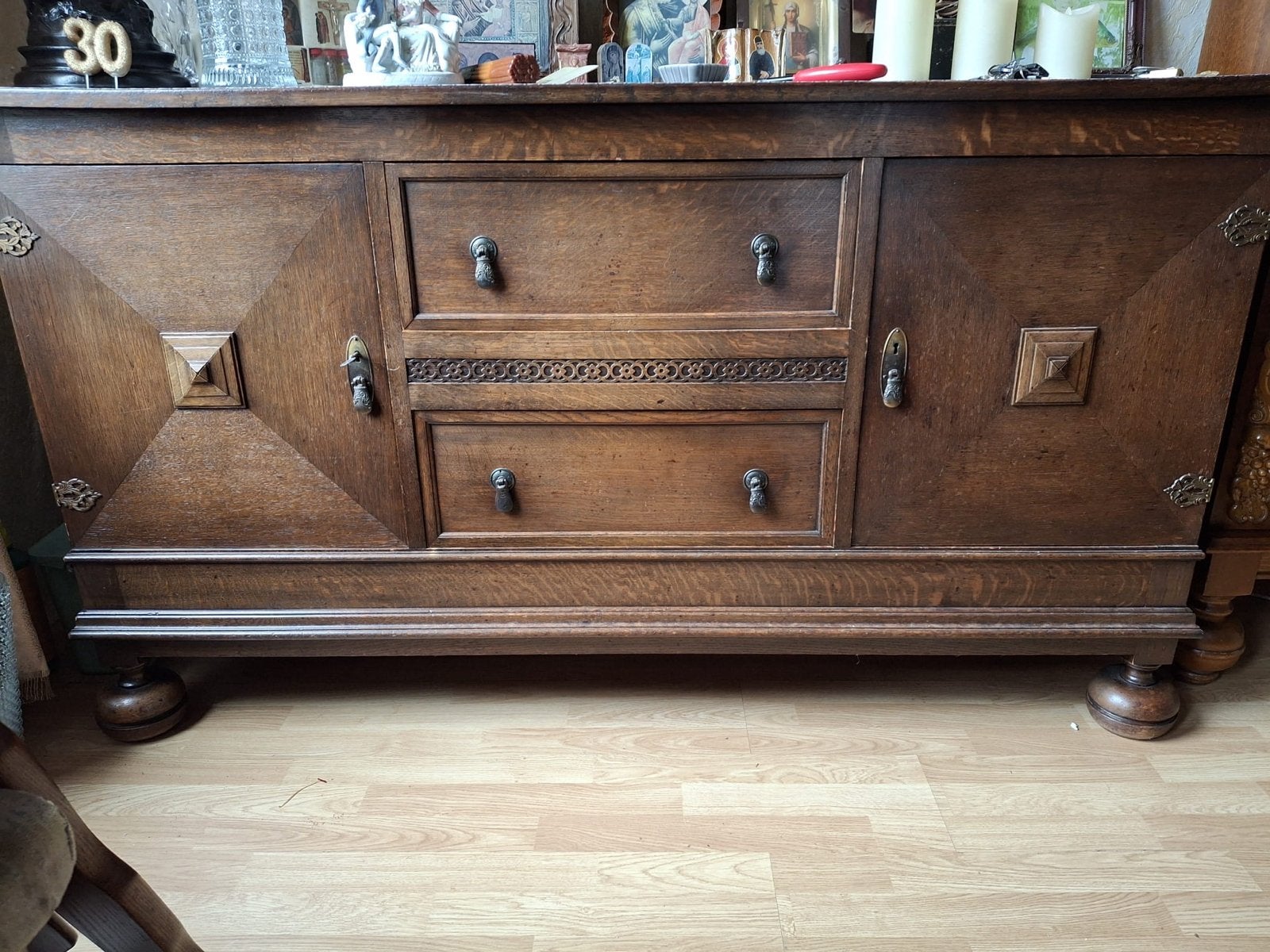 Antiek dressoir/sideboard van eikenhout, Antiek en Kunst, Ophalen