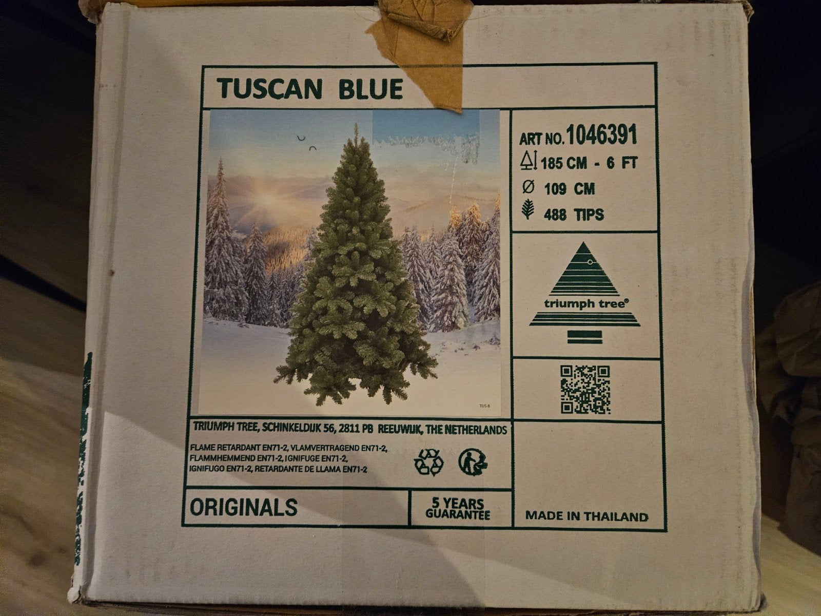 Triumph tree Tuscan blue kerstboom (185cm), Ophalen, Zo goed als nieuw