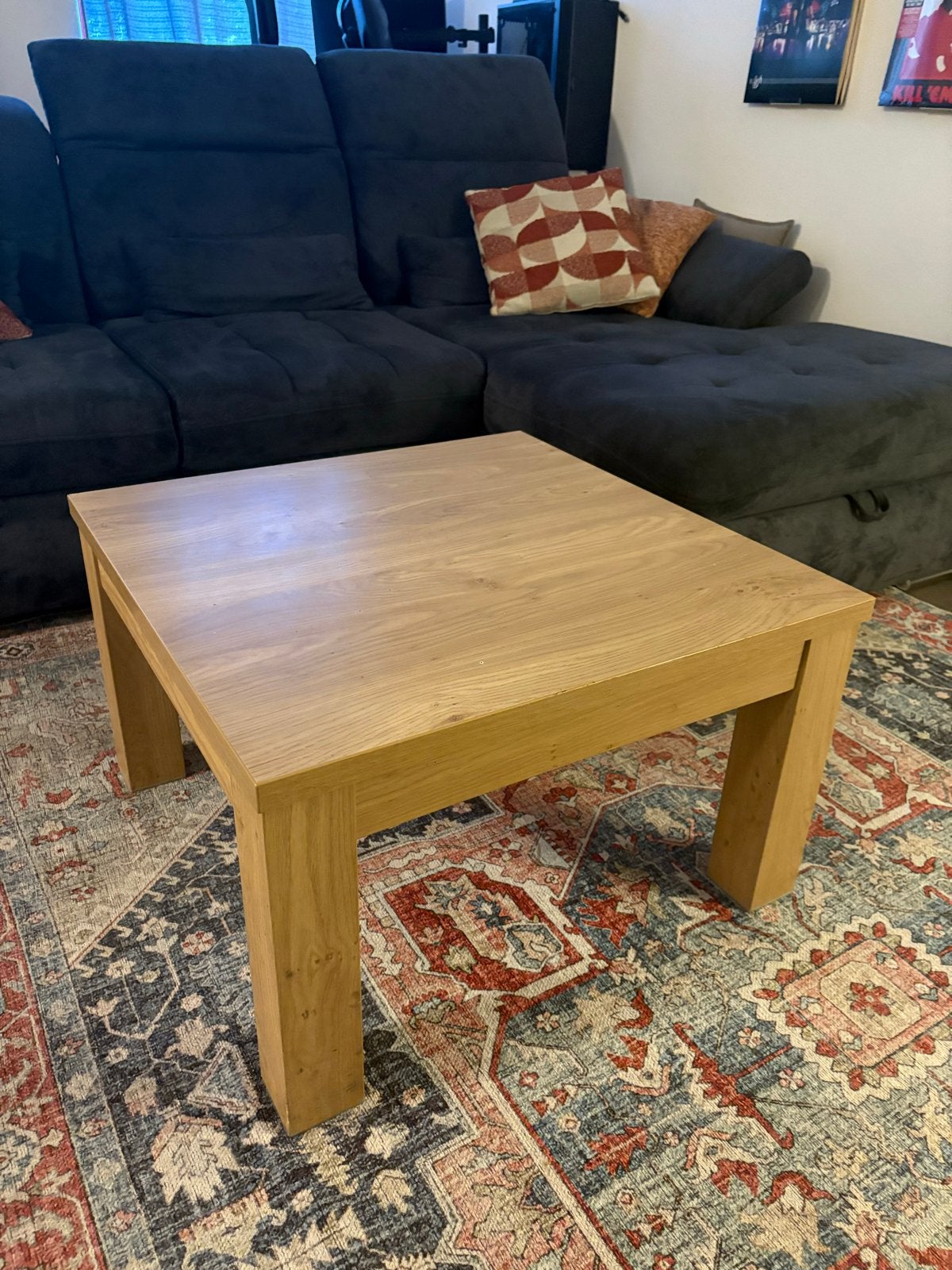 Lichtbruine houten salontafel, Huis en Inrichting, Gebruikt, 100 tot 150 cm, 5 – 50, Eikenhout