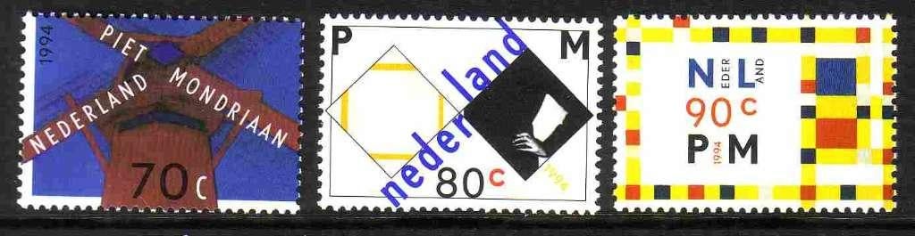Nederland 1994 1595/1597 Mondriaan, Postfris, Ophalen of Verzenden, Na 1940, Postfris