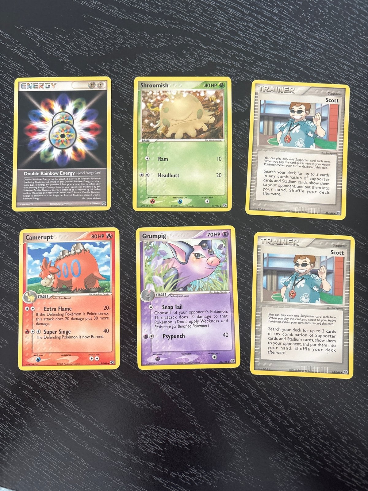 Pokémon EX Emerald kaarten (6 stuks), Ophalen of Verzenden, Gebruikt, Meerdere kaarten