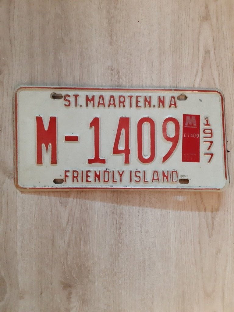 Nummerbord Sint Maarten uit 1977, Verzenden, Gebruikt, Auto's
